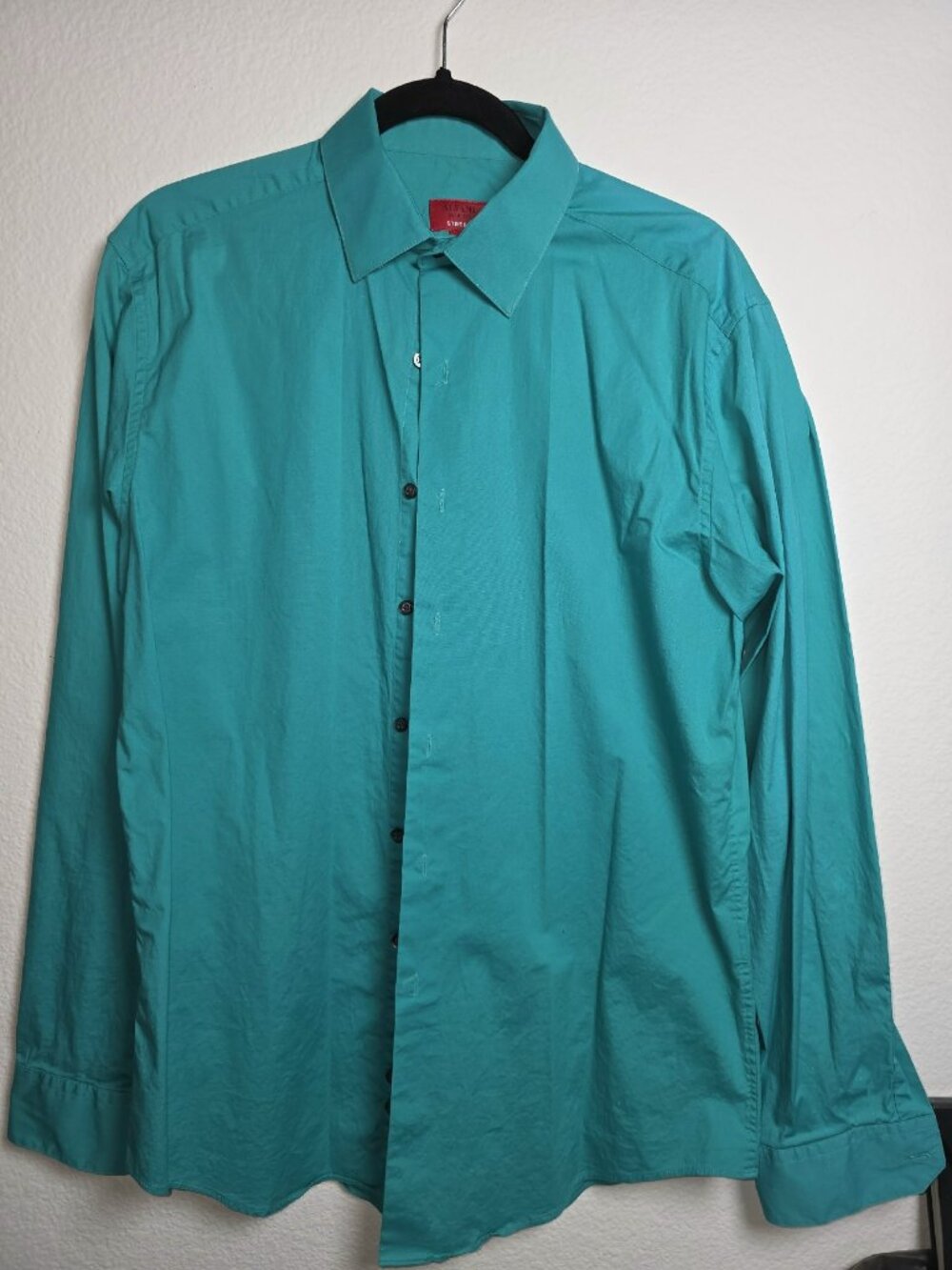 Alfani Mens Dress Stretch Shirt Genuine Jade Size Med Slim